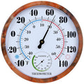 10 Inch Indoor Outdoor Thermometer Hygrometer Combo | Large Dial Analog Temperature Humidity Gauge, Wall Mount Weather Thermometer for Home Patio Greenhouse Garage Room - color: Brown
