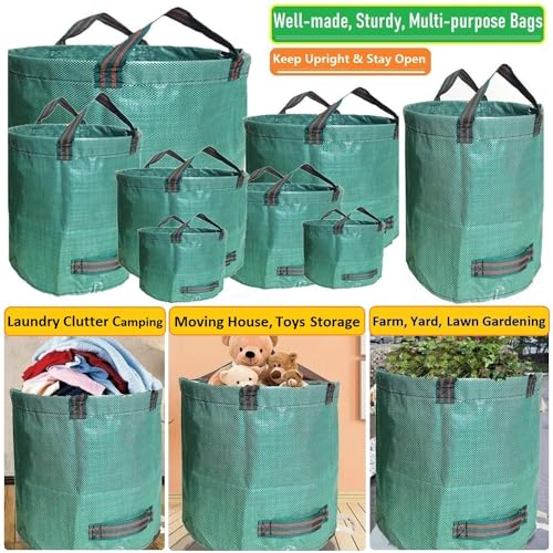 Standard 2-Pack 32 Gallon Lawn Garden Bags Big (D18,H30 in) Yard Waste Bags W/Gardening Gloves for Leaf Bag,Grass Clippings,Yard Debris Bin,Camping Trash Container,Recycling Bin,Laundry Bag 4 Handles