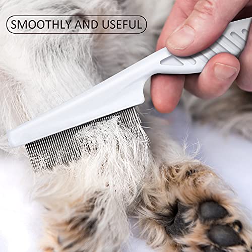 Boao 6 Pack Flea Comb Pet,White, Yellow, Green, Purple, Orange, Dark Blue | Stainless Steel Rounded Teeth, Double Sided Design, Lice Remover, Tear Stain Tool, Dematting Brush for Cats Dogs Grooming - color: White, Yellow, Green, Purple, Orange, Dark Blue