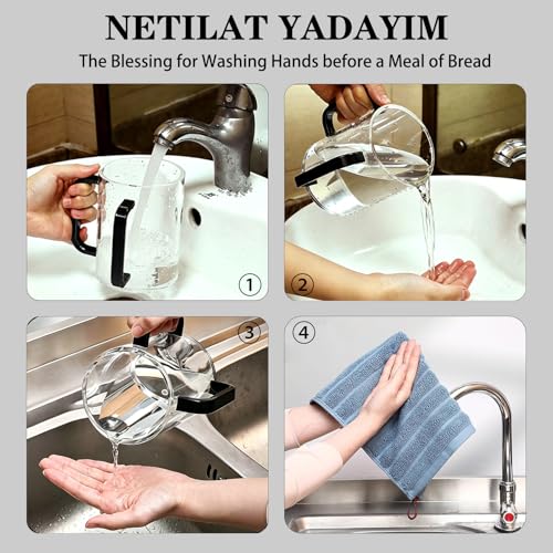 2 Pcs Acrylic Judaica Washing Cup with Dual Handles Netilat Yadayim Negel Vasser Hand Washing Cup for Jewish Ritual Shabbat Passover Home Synagogue Use