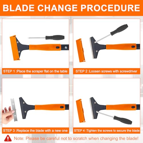 KeFanta Razor Blade Floor Scraper, 4" Wide Heavy Duty Scraper Tool, 45.7" | 10PCS Extra Metal Blades, Paint Scrapers for Cleaning Wall Glass Tile Floor Paint Gum Glue Stains Linoleum - size: Large