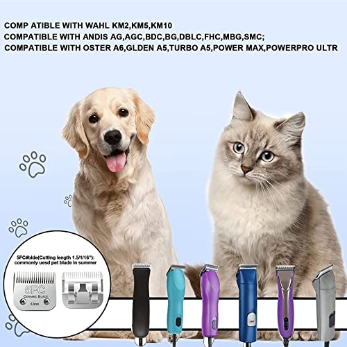 5FC Blade Dog Grooming Clipper Blades,Compatible with Andis Dog Clipper | Grooming Blade for Oster A5,Wahl KM Series Detachable Ceramic Blade & Stainless Steel Blade,Size-5 FC 1/4-Inch Cut Length - color: 5fc:1/4''(6.3mm)
