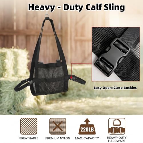 Calf Sling for Weighing Animals, Reinforced Goat Harness, Livestock Sling with Adjustable Straps, 300 LB Animal Weighing Sling for Calf Weight Small Animals, Lambs, Dogs & Piglets