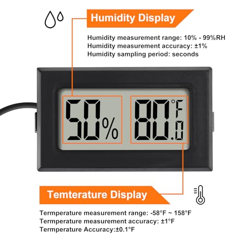 1Pcs Mini Digital Thermometer Hygrometer Gauge with Probe Sensor LCD Display Meter Indoor Temperature Humidity Fahrenheit Meter for Incubator Reptile Plant Tank Garden ℉ - size: 1 pcs