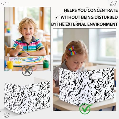 Sabary 24 Pack Desk Dividers for Students,Marble,White | Privacy Folders Testing Dividers with Labels, Standard School Privacy for Classroom Teacher Supplies - color: White, style: Marble