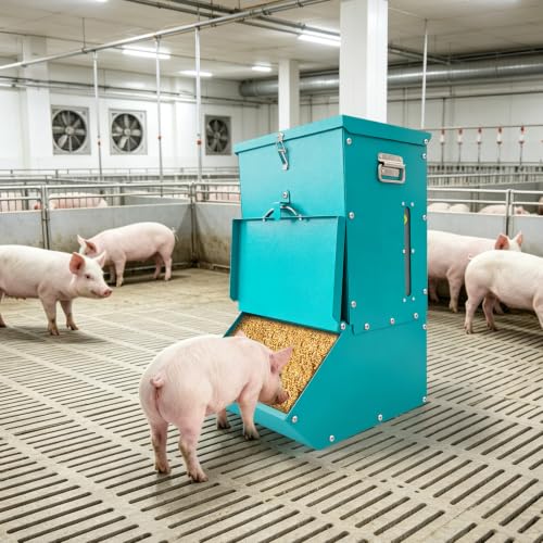 Single Door Hog Feeder, 2.2 Bushel Capacity Pig Feeder | Heavy Duty Galvanized Steel Piglet Feeder Suitable, Pig Trough Feeder for Pig Farms, Agricultural Operations & Pig Pens - size: 2.2 Bushel