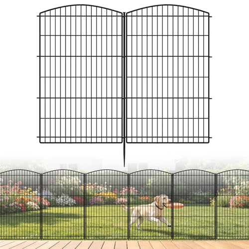 INJOPEXI Decorative Garden Fence 6 Panels 13ft (L)×42in (H) Animal Barrier Fences with 6 Panels Rustproof Metal Wire No Dig Rabbit Fencing Dog Fence for Outdoor Backyard Patio - Without Fence Gate - size: 6 Panels 13ft(L)-42"(H) - Without Gate
