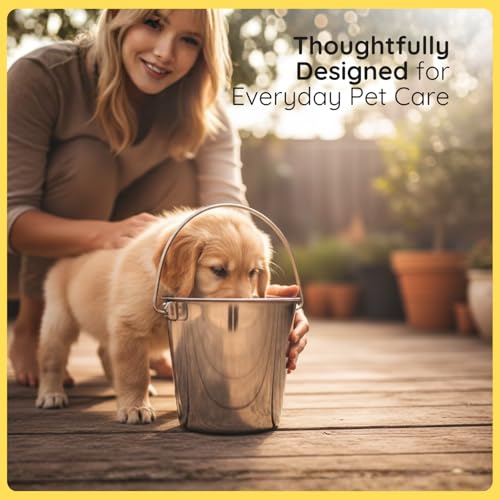 2 quart Heavy Duty Stainless Steel Round Bucket with Handle | 0.5 gal Sturdy Food & Water Bowl for Small Birds Dog Cat & Livestock | Fits kennel Crate Cage Farm | Hanging Utility Pet Pail - size: 2 Quarts