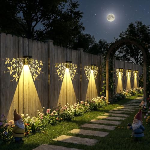 2Pk Solar Fence Lights Outdoor Wall Lights Butterfly Theme Decor | Solar Powered Deck Step Lights for Garden Post Patio Yard Decor, Metal+Plastic IP55 Waterproof, Gardening Gifts for Women