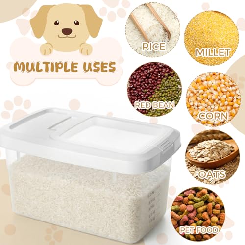 2 Pack 11 Lbs Airtight Dog Food Storage Container with Scoops | 2 Measuring Cups, Flip Lids, Clear Bins with Markings, Preserve Freshness, Pet Dog Cat Rice Grain Treat Storage - size: 11 Lbs