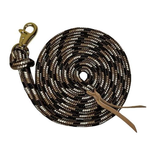 Clinician Tri Color Braided Training Lead, Bull Snap, 10 ft, Desert Sand | Heavy duty braided lead with swivel bull snap, balanced weight gives clear feel for groundwork and lunging