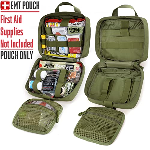 LIVANS Medical Bag, First Aid Bag Empty for Emergency & Trauma Kits | Molle Quick Release Design, Headrest Mount, Includes Flag and Cross Patch,Versatile for Tactical, Camping, Hiking and Travel - color: Army Green