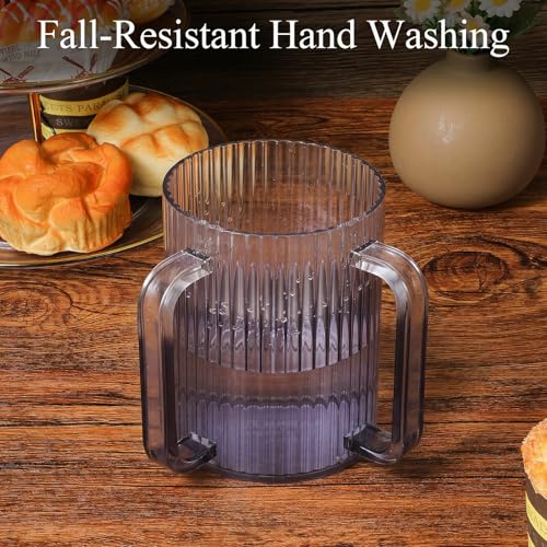 Judaica Hand Washing Cup with Dual Handles, 2 Pcs 5" Acrylic Clear Netilat Yadayim Cup lota for Bathroom Jewish Ritual Netilat Yadayim Holiday Gifts