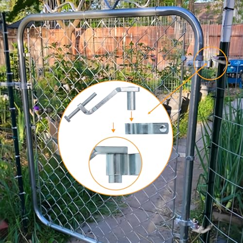 2-Pack T-Post Gate Hinge Kit, 1-5/8" Female Hinges and Hinge Pins, Galvanized Steel, 200° Swing for Chain Link/Metal Gates, Farm & Garden