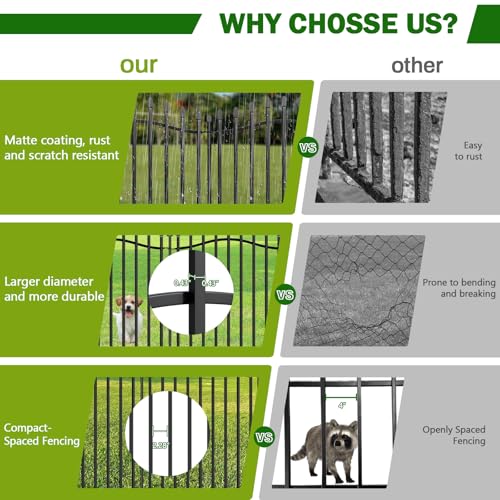 No Dig Garden Fence 32" H x 22.5'L Decorative Yard Dog Outdoor Panels - size: 32 in(H)