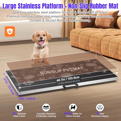 Precision Livestock Scale,1100lb×0.2lb Large Dog Scale (40.5"×20.6") | Large Breed Animal Livestock Weight Scale,Silver Smooth Stainless Steel Platform with Bonus Non-Slip Mat for Large Breed Pets - size: 40.5"×20.5"