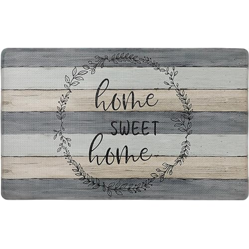 Home Dynamix Cozy Living Home Sweet Home Modern Farmhouse Runner Anti-Fatigue Kitchen Mat, Non-Slip Floor Mat, Padded Standing Desk Mat, Grey/Beige, 17.5"x30" - color: Grey/Beige, size: 18"L x 30"W x 0.5"Th