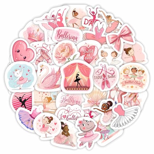 100Pcs Ballerina Stickers, Ballet Stickers - Ballerina Party Supplies -Cute Ballet Decals - Gift for Women & Men - color: Ballerina Stickers