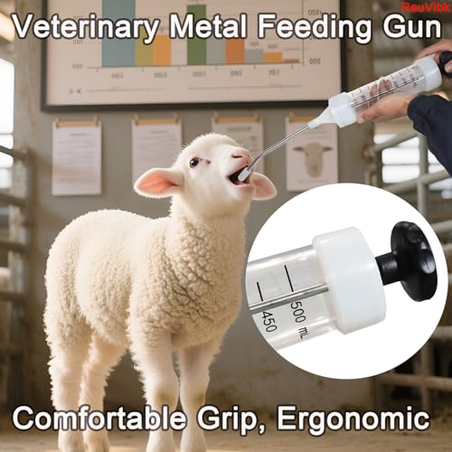 500ML Large Cattle Drench Gun, Big Dosage Feeding Gun Continuous Dosing Feeding Device Veterinary Medicine Dispenser, for Pig Cow, Sheep, Horse Autonomous Feeding Tool