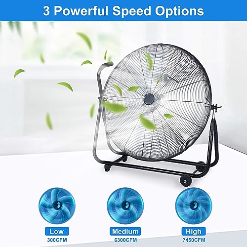 Dynamic 30-Inch Floor Fan with Roll Booster - Industrial-Grade Airflow, 360 Degree Adjustable Tilt, and Portable Design for Rapid Cooling and Flexible Air Circulation - size: 30 Inch, style: 1 Pack