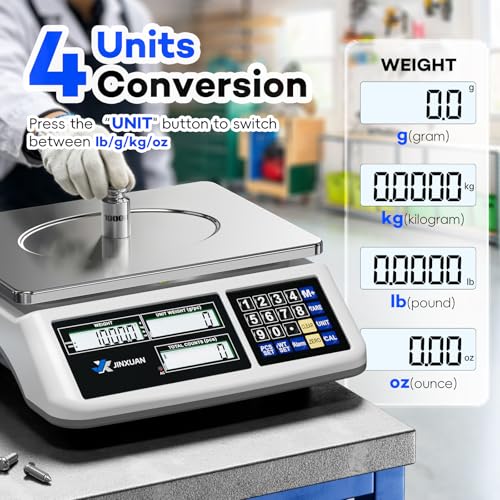 Counting Scale 88lb/40kg x 0.5g Industrial Scale lb/oz/g/kg Digital Parts Scale with Dual LCD Display, Rechargeable Inventory Scale for Small Parts Coins Pieces Tickets, Precision Gram Scale - style: 40kg x 0.5g with 3 Displays