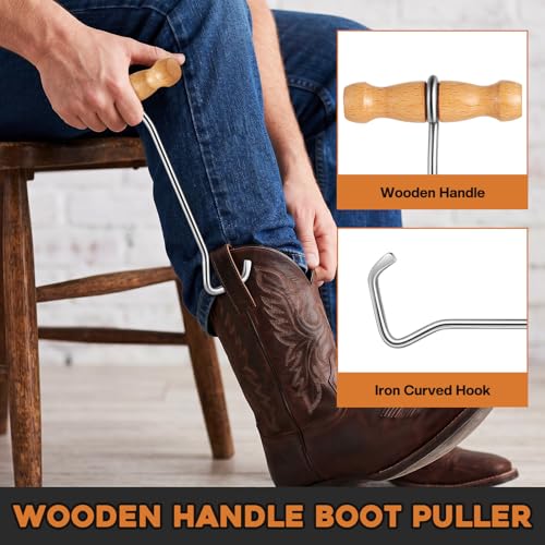 4Pcs Outdoor Heavy Duty Boot Scraper Brush Scrubber Boot Jack Shoe Scraper Brushes with Boot Hooks and Puller(Style B)