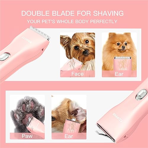 2 in 1 Prowerful Home Professional Dog Grooming Kit Clipper Low Noise USB Rechargeable Gifts for Dog Cat Pink,MTS006 - color: Mts006-pro-pink