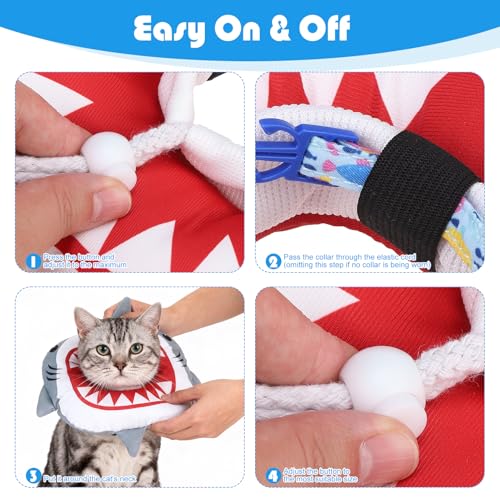 Cat Cone Collar Soft, Cat Recovery E Collar After Surgery to Stop Licking, Adjustable Waterproof Neck Elizabethan Pet Kitten Puppy Donut Pillow for Cats Wound Healing, Shark - color: Shark, size: Small(5-9.5in)