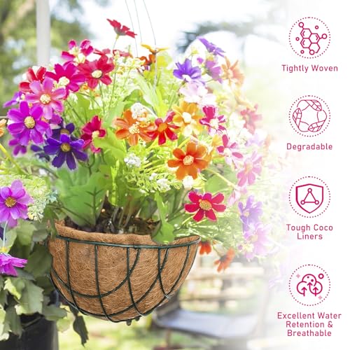 Riare 6 Pack 12 Inch Round Coco Liners Replacement, 100% Natural Coconut Coir Liners for Hanging Baskets, Garden Flower Vegetables Planter Pot, Window Box, Fence, Decks - size: 12inch