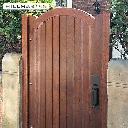 Hillmaster Self-Closing Thumb Gate Latch - Heavy Duty for Wooden, Metal & Vinyl Fences - Black Finish