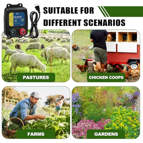 PE2 Electric Fence Charge, 2-Mile/ 8 Acres Electric Fence Charger,Livestock Fence Chargers for Containing Dogs, Livestock and Preventing Wild Animals Intruding - color: Without wire