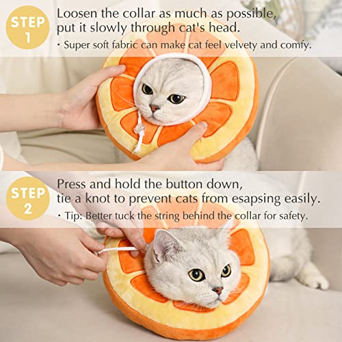 ANWA Adjustable Cat Cone Collar Soft, Cute Cat Donut Collar After Surgery, Kitten Recovery Cones to Stop Licking - color: Orange, size: Medium