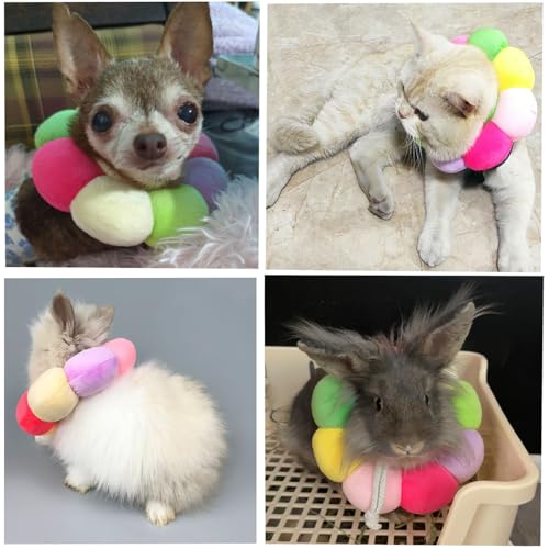 Rabbit Cat Cone Collar Soft,Adjustable Cat Recovery Wound Healing Accessory,Cats Cones to Stop Licking,for Chinchilla,Guinea Pigs,Bunny,Kitten Donuts Collar After Surgery(X-Small) - size: X-Small