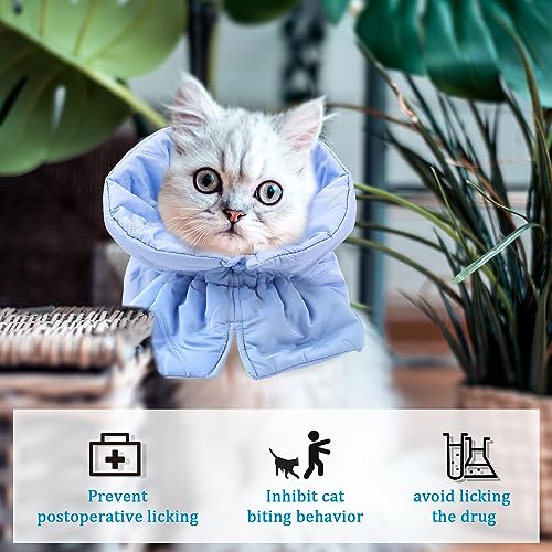 Adjustable Recovery Collar - Lightweight | Waterproof & Soft for Cats & Dogs - Prevents Licking Wounds (S) - color: light blue