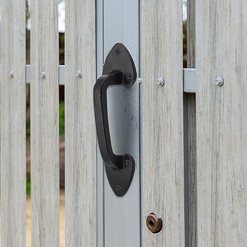 WellMade Barn Door Handles, Black Gate Handle, 7.5 in Rustic Metal Door Pull Handle Hardware for Wooden Garden Gate Shed Cabinet - size: 1 Pack