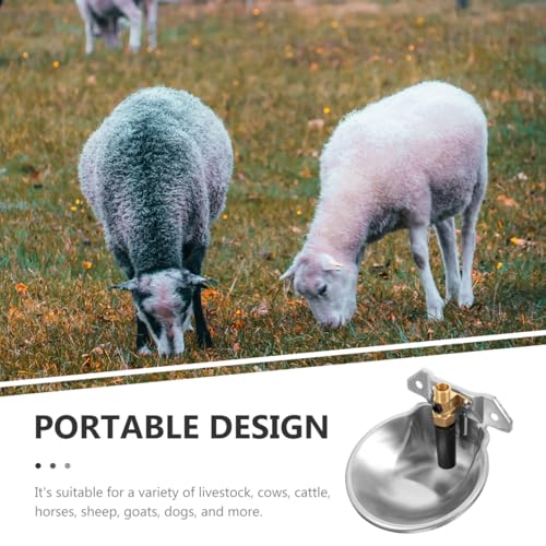 Totority Automatic Cow Water Bowl Stainless Steel Livestock Water Feeder Float Valve for Cattle Sheep and Pigs Convenient Self-Filling Design