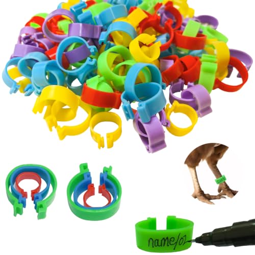 110PCS Chicken Leg Bands,Multicolor Chicken Identification Bands with 3 Sizes,Plastic Leg Bands Snap-On Poultry Leg Rings for Chickens Ducks Goose Quails,Pigeons(0.4/0.6/0.7inch)