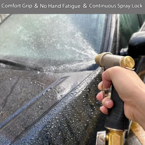 Garden Hose Nozzle, Heavy Duty Hose Nozzle | Metal Water Hose Nozzle with Non-Slip Grip, High Pressure, 4 Adjustable Spray Patterns for Garden, Car Washing & Pet Bathing