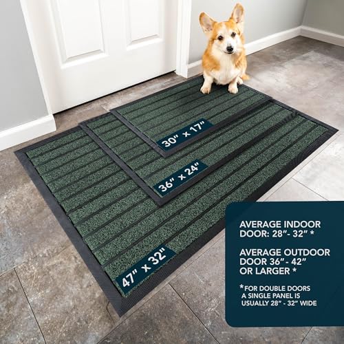 ubdyo Extra Durable Door Mat Outside Entrance (30" x 17", Bright Green) | Dirt Trapping, Non-Slip Backing, Indoor or Outdoor Use, Welcome Mat, Low Profile, Natural Rubber, Stain Fade Resistant - color: Bright Green, size: 30" x 17" (Rectangular)