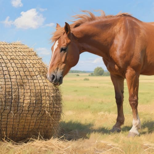 Round Bale Hay Net 4x4ft LargeRound Bale Hay Nets for Horses HeavyDuty Slow Feed Hay Net Black KnotlessDesign for Horse, Cattle, Goat