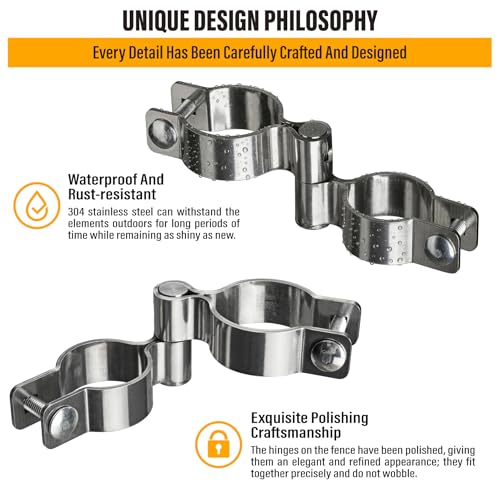 2 Pack 1-5/8" x 1-7/8" Chain Link Fence Gate Hinge, 304 Stainless Steel Heavy Duty Male Female Post Hinges with Bolts and Nuts - color: 1-5/8", size: 1-7/8"