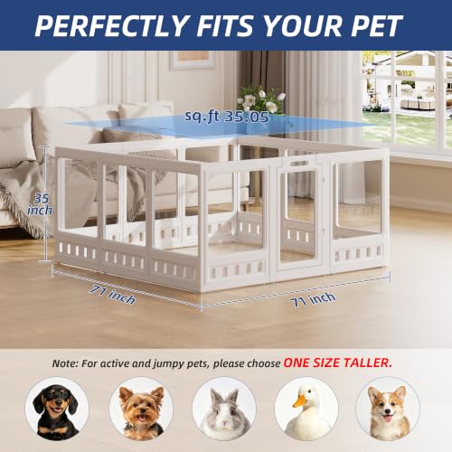Clear-air Dog Playpen with Room Divider, Expandable Acrylic Dog Playpen to Create 2 Rooms, Clear Dog Play Pen Indoors, 35", 12 Panels, White - color: White, size: 35"H