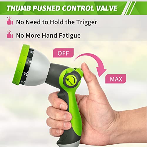 AUTOMAN Garden Hose Nozzle Sprayer - 10 Spray Patterns, Thumb Control On Off Valve, Durable Water Nozzle, Extra 4 Washers, for Watering Garden, Cleaning, Washing Car, Showering Pets Lawngreen - color: Lawngreen