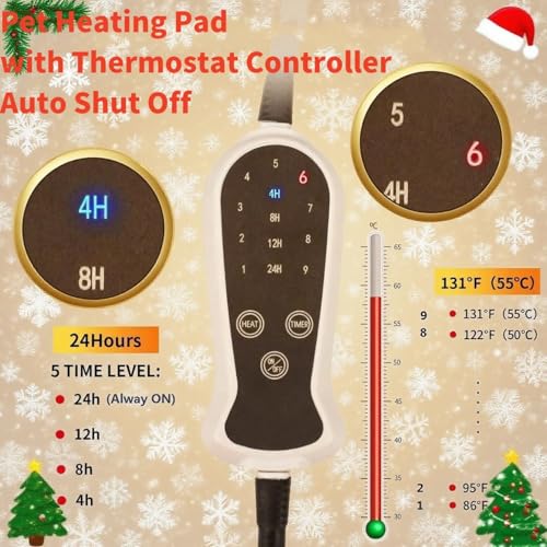 Puppy Heating Pad for Whelping New Born Dog Heated Bed,Heated Puppies Bed,Pet Heated Cat Bed,4 Auto Shut Off Timer,9 Level Heater Large 34x21 in