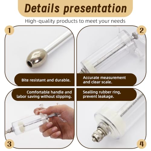 2 Pcs Goat Syringe Reusable Adjustable Goat Drench Syringe with 2 Drench Nozzle and Needles, Feeding Supplies for Cattle, Sheep, Goats, Horse, Pig, Dog (White, 20ML+50ML) - color: White, size: 20ML+50ML