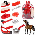Horse Grooming Kit, 10pcs Horse Brushes & Cleaning Tool Set | Includes Tote Bag, Sweat Scraper, Curry Comb, Brush, Hoof Pick, Livestock Bathing Supplies Equine Care Supplies