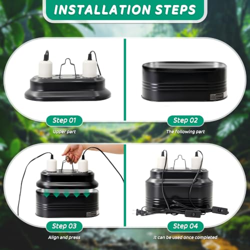 Dual Reptile Light Fixture with Independent Switches | Dual Deep Heat Lamps, UVB Light Fixture, Dome Heat Lighting Lamp Combo Kit, For Bearded Dragon, Iguana, Snake, Turtle Tank