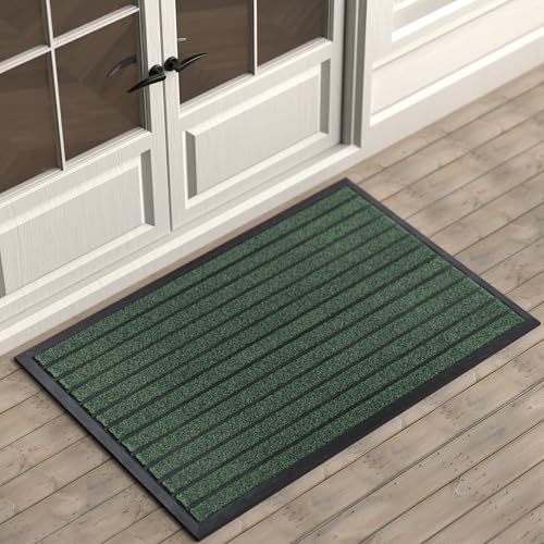 ubdyo Extra Durable Door Mat Outside Entrance (47" x 32", Bright Green) | Dirt Trapping ,Non-Slip Backing, Indoor or Outdoor Use, Welcome Mat, Low Profile, Natural Rubber, Stain Fade Resistant - color: Bright Green, size: 47" x 32" (Rectangular)