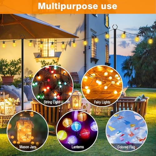 LETIANPAI 10Ft String Light Poles 6 Pack,Light Poles for Outside Lights,Outdoor with Fence Brackets Hanging Lights,Metal Stand Deck Patio Backyard - size: 6 Pack 10FT