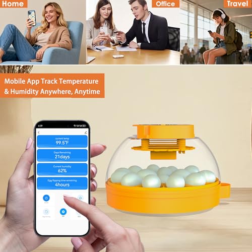 16 Duck Eggs Incubator with Phone App, Automatic Incubator with Custom Mode | Chicken Incubators for Hatching Eggs with Humidity, Temperature Control, Small Incubator with Egg Turner Tray for Beginner